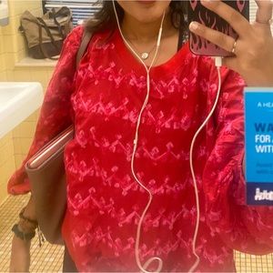 Red embroidered shirt